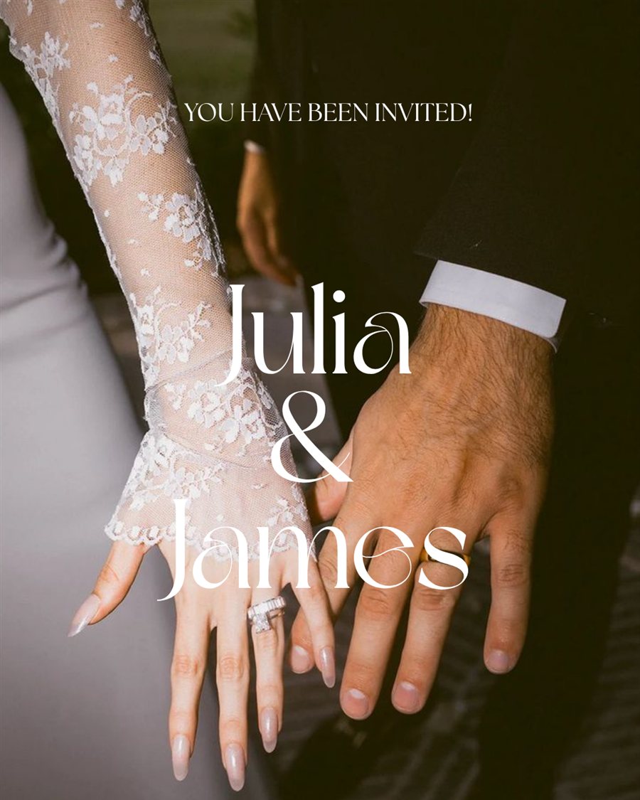 Julia and James wedding invitation email design